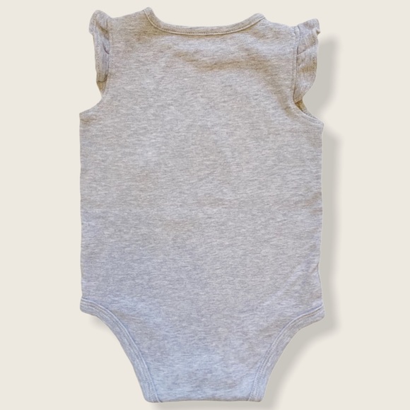 Carter’s 18M Soft Gray Flutter Sleeve Butterfly Snap Onesie - Picture 2 of 5